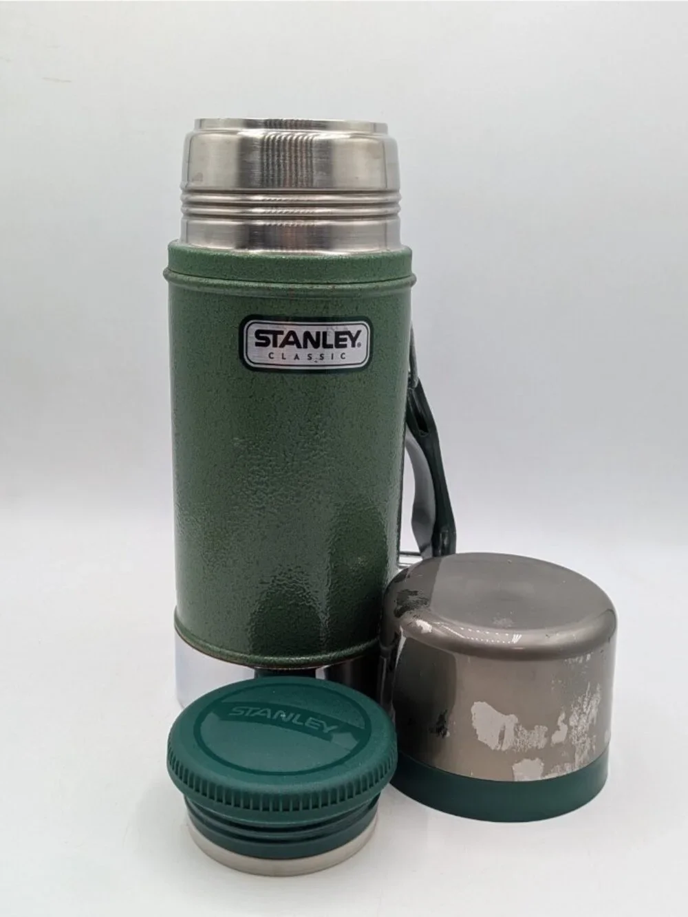 Stanley Classic 24 Ounce Wide Mouth Thermos Metal Bottle Green Vintage